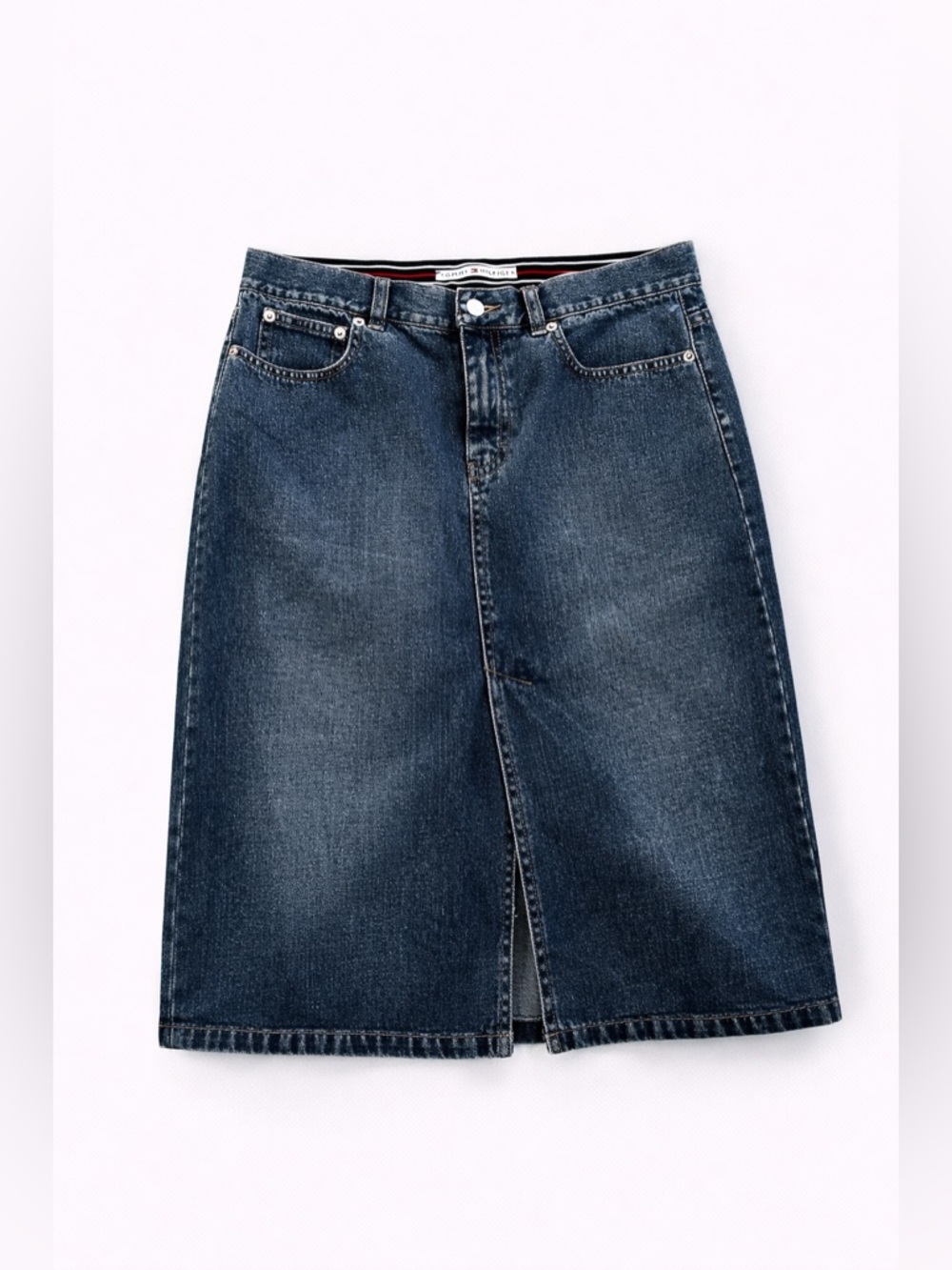 Tommy Hilfiger Medium Wash Blue Denim Pencil Skirt